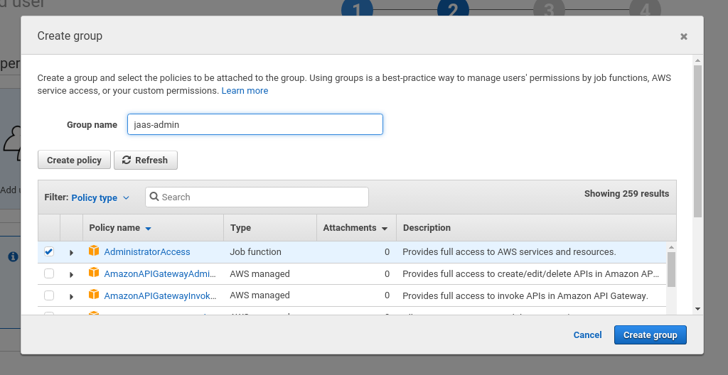 AWS IAM group creation