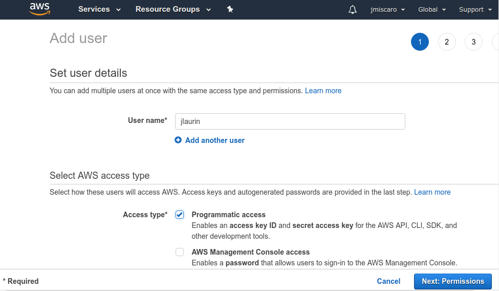 AWS IAM set user details